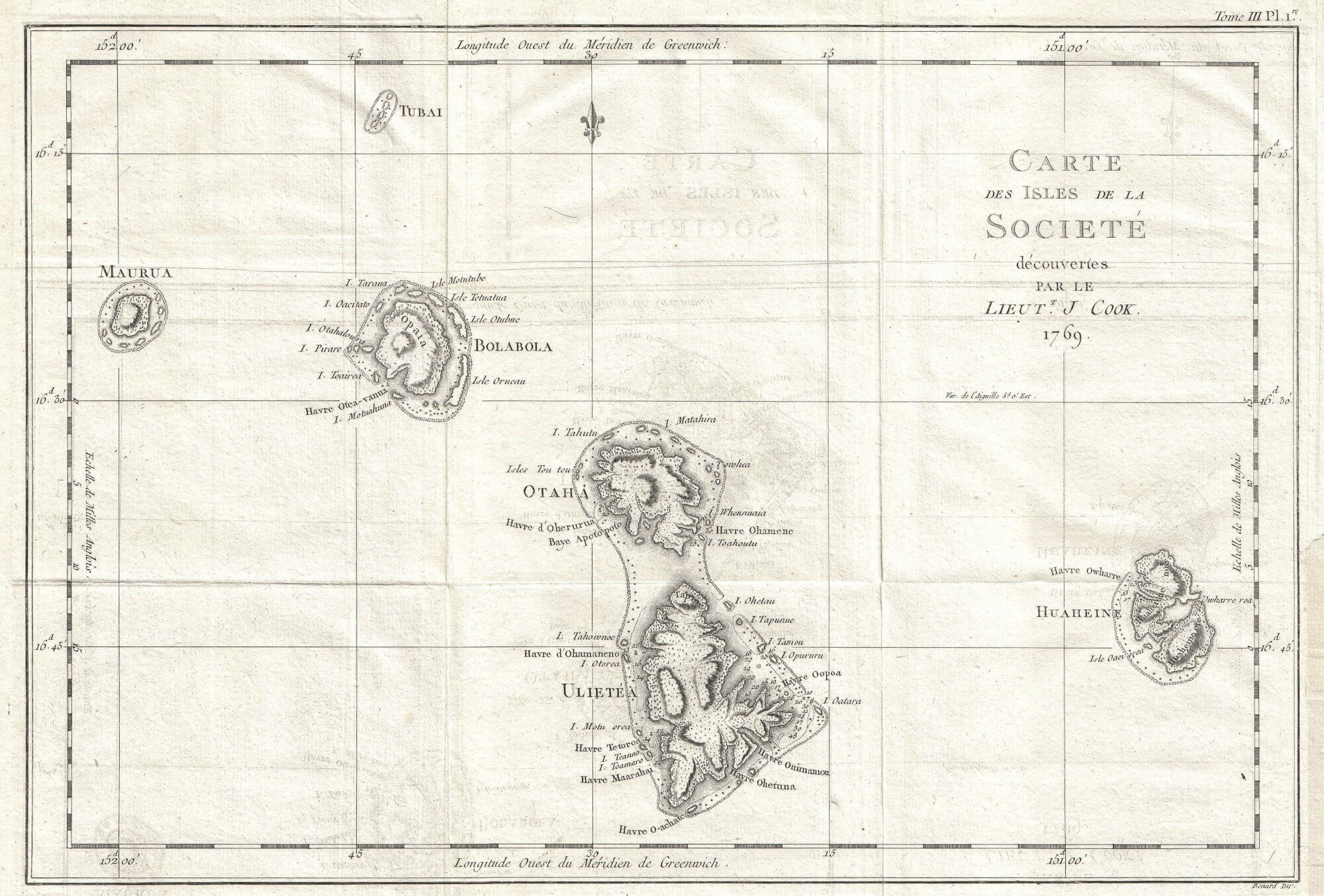 Vieille carte des îles de la Société